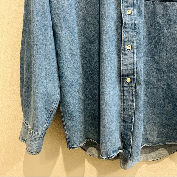 Ralph Lauren 90s vintage stone washed blue long sleeve vet button down Big Shirt - Picture 4 of 12